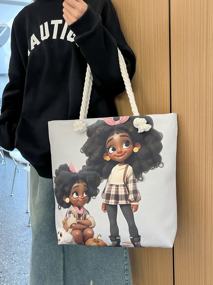 Miss DG Painting hand bag Cartoon canvas bag Large capacity Beauty Tote bag Shopping shoulder bag