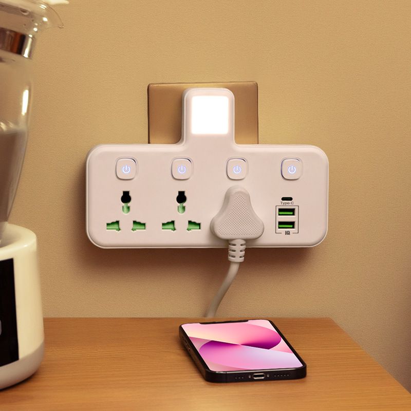 UK Standard Multi Plug Extension Socket with Fast Charging USB & Type-C Port for iPhone PD Charging