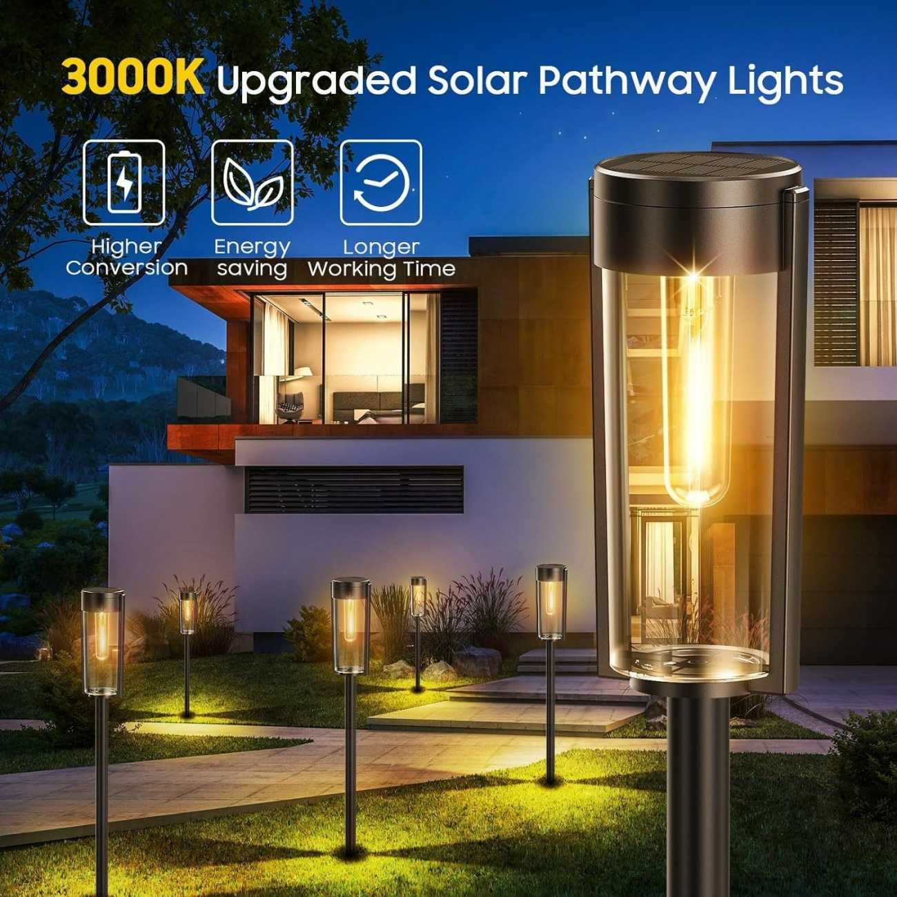New Solar LED Lawn Stake Lights Outdoor Waterproof Decorative Landscape Lamp, Auto Dusk To Dawn Solar Charging Design, Soft Warm Ambient Lighting,Villa Courtyard, Flower Bed, Walkway Decorative Night Lighting