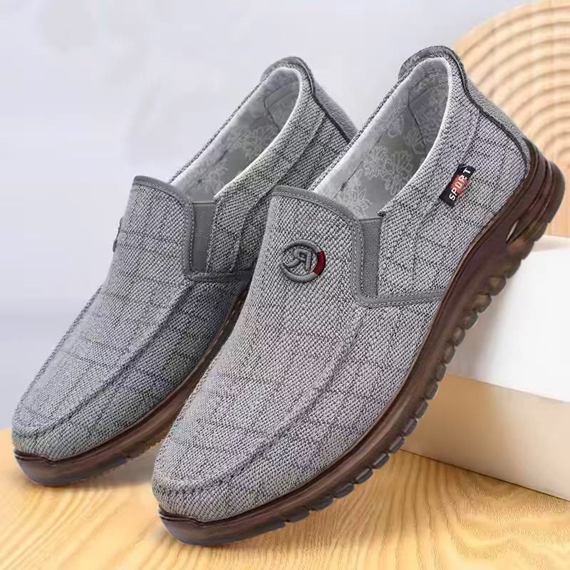 Men's Casual Canvas Shoes, Soft Rubber-Sole Canvas Footwear, Breathable Dad-Style Men's Shoes
