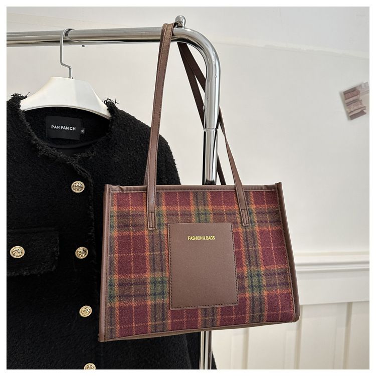 ty6481 New Fashion Contrast Color Handheld Large Bags For Women Briefcase Single Shoulder Cotton Linen Tote Bag Women BagsRed