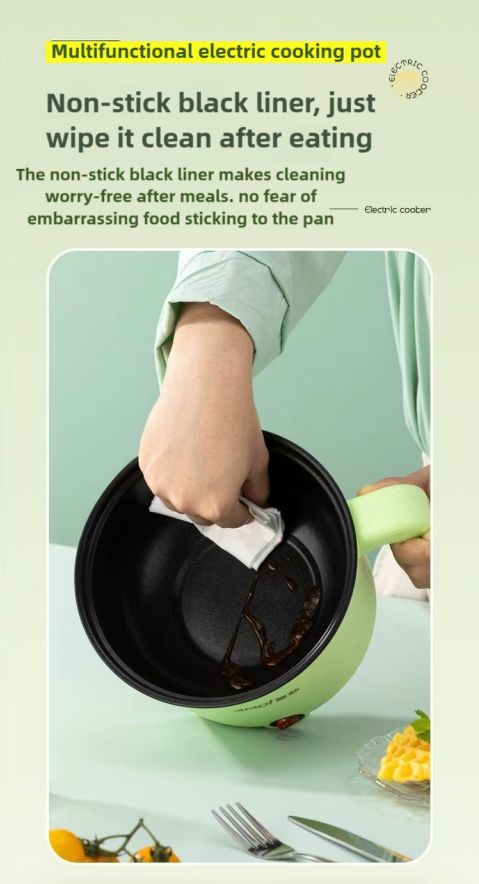 XIAXIN multifunctional electric cooking pot with steamer, portable cookware,stew,boil,saute,fry,steam,1.8L