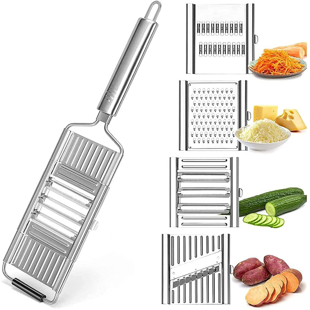 Vegetable Chopper Cheese Grater Multi Purpose 4 in 1 Cortador de Vegetales Stainless Manual Vegetable Slicer Citrus Zester Adjustable Veggie Chopper Kitchen Graters ​for Cheese Chocolate Fruits