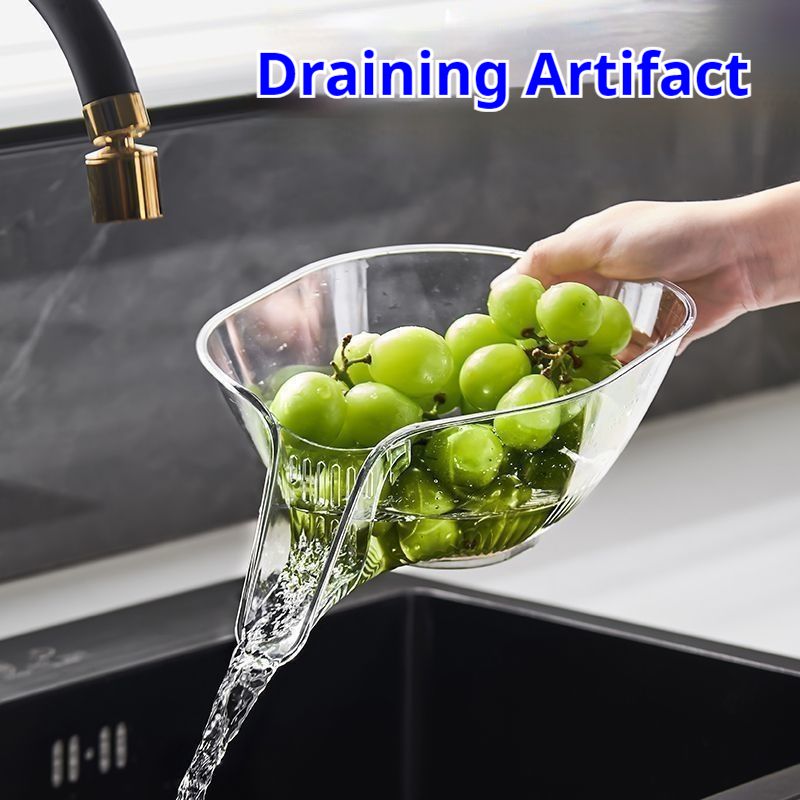 AUNONT Multifunctional draining basket household new kitchen dishes draining plastic storage fruit tray creative draining basket
