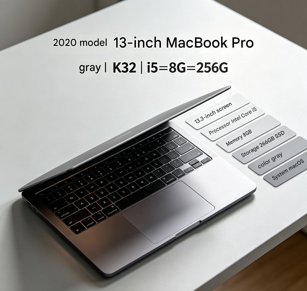95% New 2020 Apple MacBook Pro 13 Inch K32, Space Gray, Quad-Core i5 Processor, 8GB RAM + 258GB SSD, Retina Display, Ultra-thin Portable Laptop for Office, Study and Design