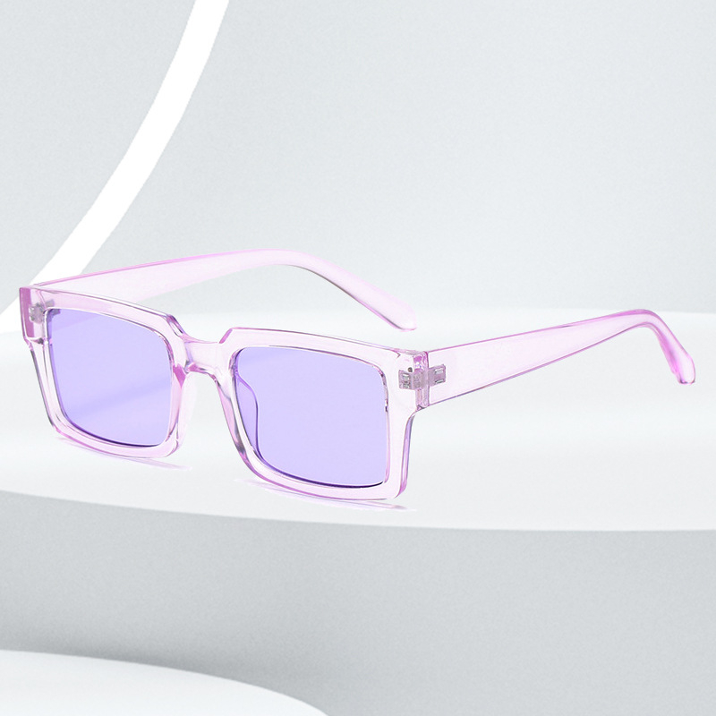 2028 Candy Color Vintage Wide Frame Women Sunglass Small Rectangle Sunglasses Summer Female UV400 Lens Trendy Eyewear