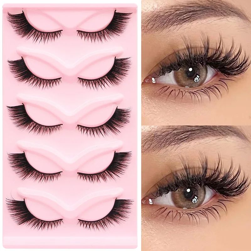 New Cat-Eye 3D Mink Eyelashes Curled Winged Natural Realistic Messy End Eye Elongated Thick False Eyelashes Soft Fake Eyelashes