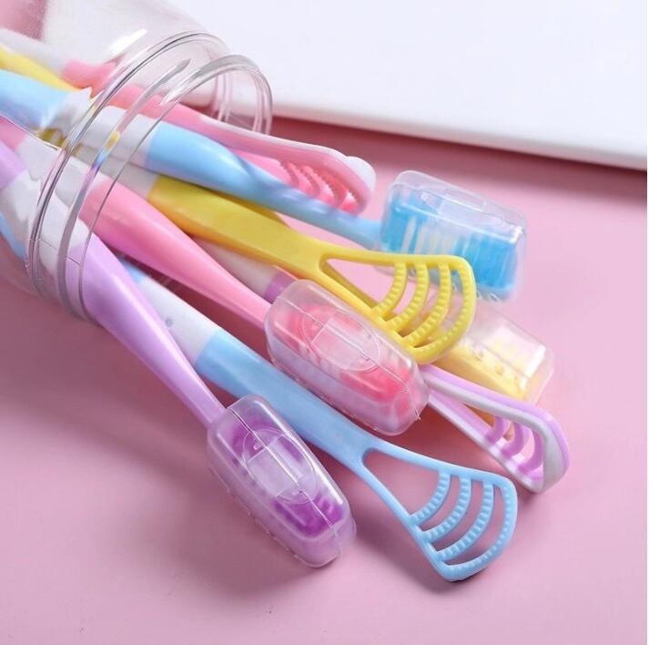 AKAKD 8 PCS Tongue Scraper Tongue Cleaner Tongue Scraper Remove Bad Breath Oral Care 2-in-1 Toothbrush Single