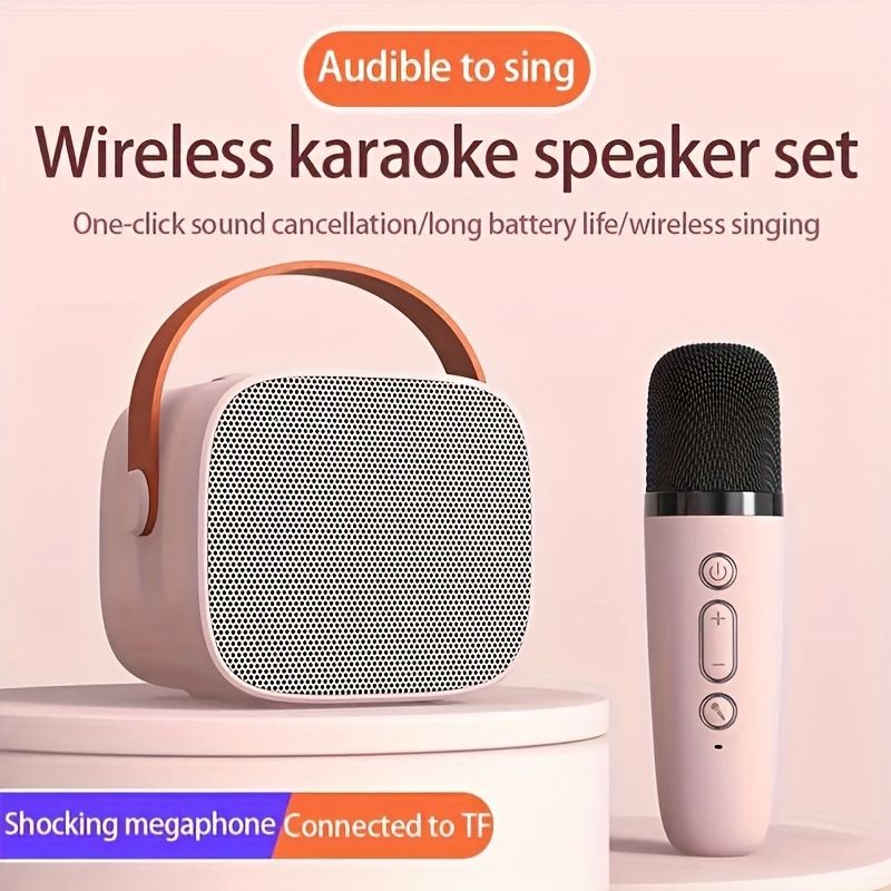 Wireless Stereo Karaoke Speaker - Portable, USB-Rechargeable, Superior Sound, Built-In Microphone, Button Control, Tabletop Mount - Perfect for Home KTV, Family Interaction, Music, Singing, Outdoor Activities, and Holiday Gifts
