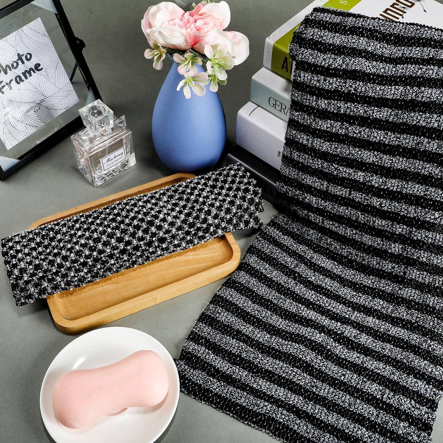 Exfoliating Back Scrubber, Korean Body Back Scrubber Towel for Shower, Japanese Bath Wash Scrub Cloth Washcloth Washer for Men Women Exfoliating, Body Scrubbing Brush Loofah Exfoliator