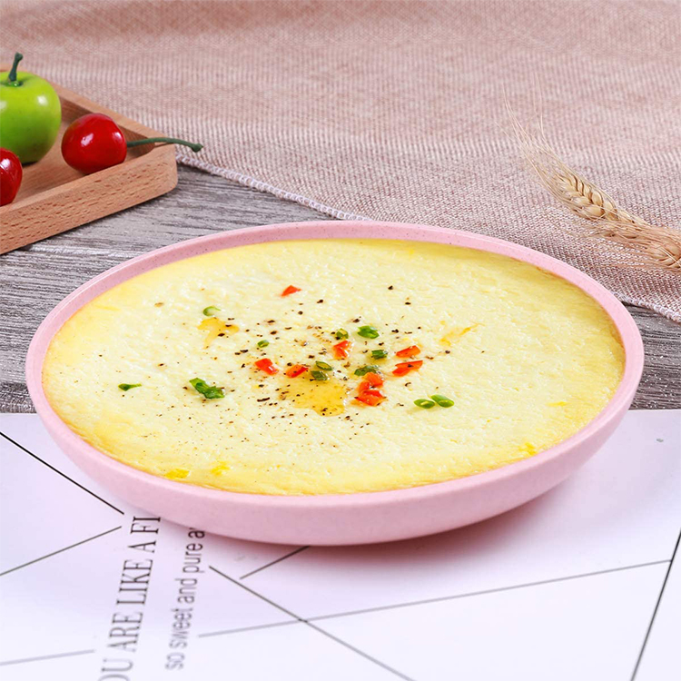 4 Pcs Wheat Straw Dinner Plates, Lightweight Unbreakable Salad Cake Noodle Fruit Dishes for Baby Kids, Toddler, Senior, Dishwasher and Microwave Safe