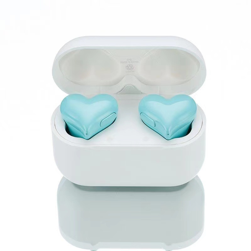 Heartbuds Heart-shaped Headphones Heart Girl In-ear Wireless Bluetooth Noise-cancelling Headphones Bluetooth Headset Earphonesblue