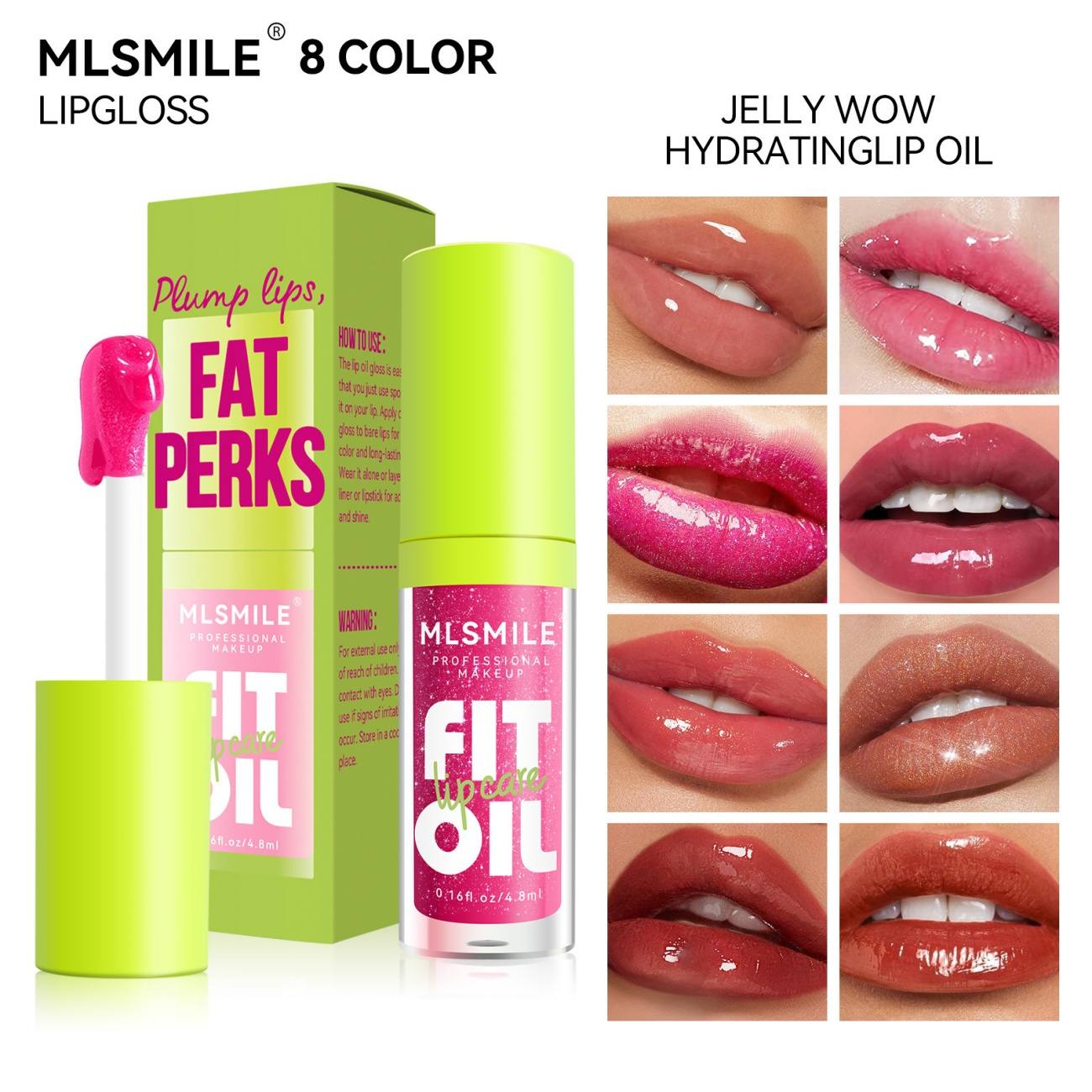 MLSMILE Mirror Water Light Lip Gloss Moisturizing Plumping Lip Oil Hydrating Transparent Lip Glaze
