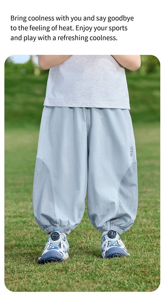 Kids Summer Cooling Pants, Anti-Mosquito Breathable Trousers with Mesh Sides, Quick Dry UPF Protection Casual Pants for Boys Girls, Sizes 90-140cm, Single Pack, Lightweight Outdoor Sportswear
