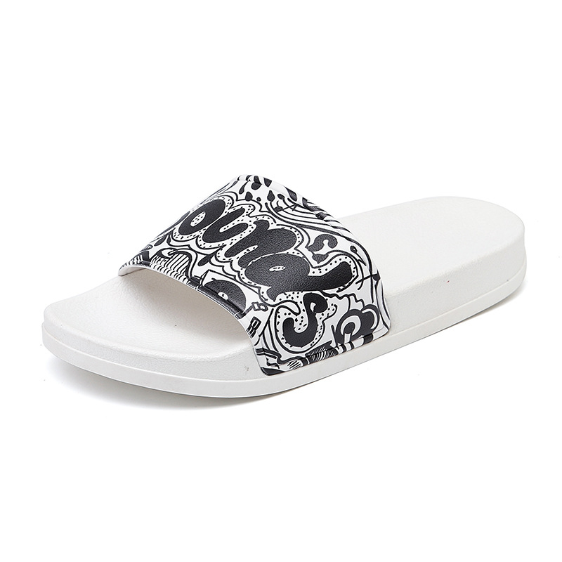 Unisex Cute Slide Sandals Kawaii Slippers Shower Non-Slip Bathroom Spa Sandals Comfort Lightweight for Couple LoversWhite