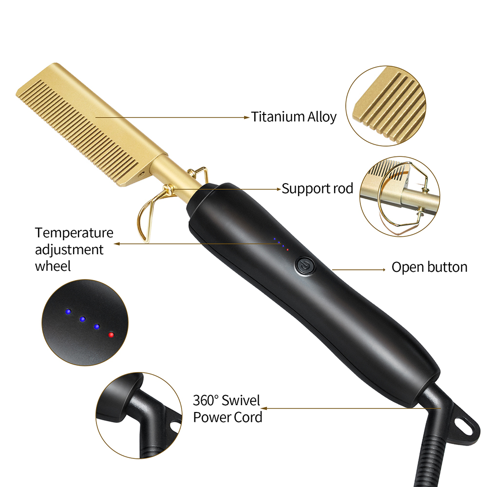 Heating Comb Straightener Electric Hot Comb Flat Iron Hair Straightening Brush Smoothing Iron Comb Hair Straightener Brush
