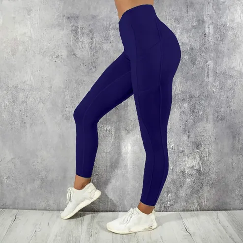 Z7017 THE GYM PEOPLE Thick High Waist Yoga Pants with Pockets, Tummy  Control Workout Running Yoga Leggings for Women
