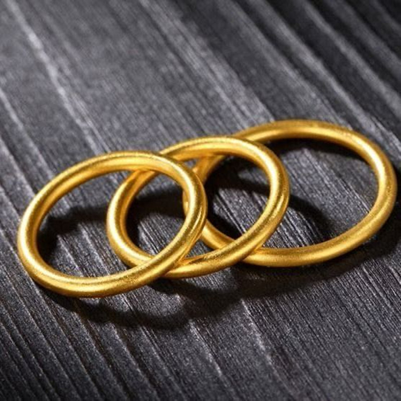 HR139 Women's Gold Rings Nuced Simple Plain Closed Closure Rings