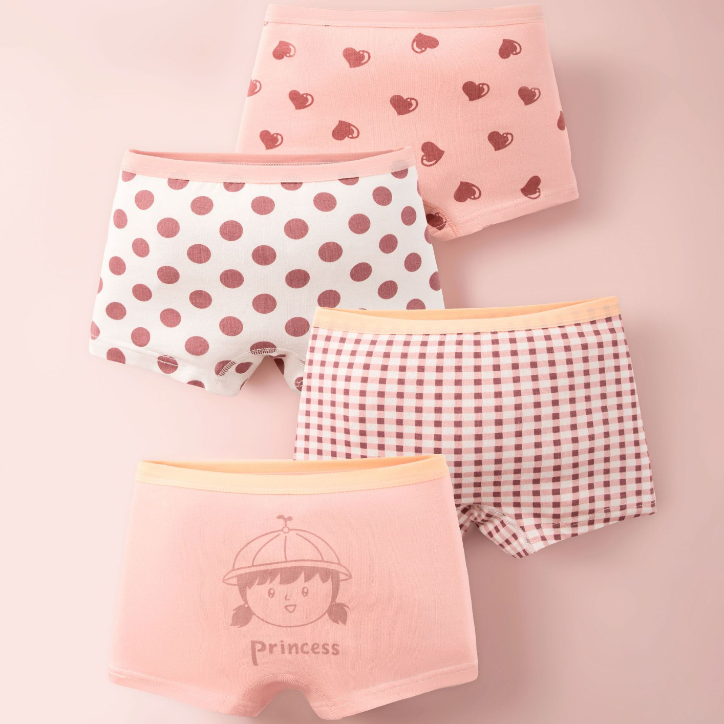 Girls Briefs Fine Cotton Underwear Cute Designs Printing Panties Kids Breathable Soft Healthy Underpants Girls Boxer 4pcs/Lot