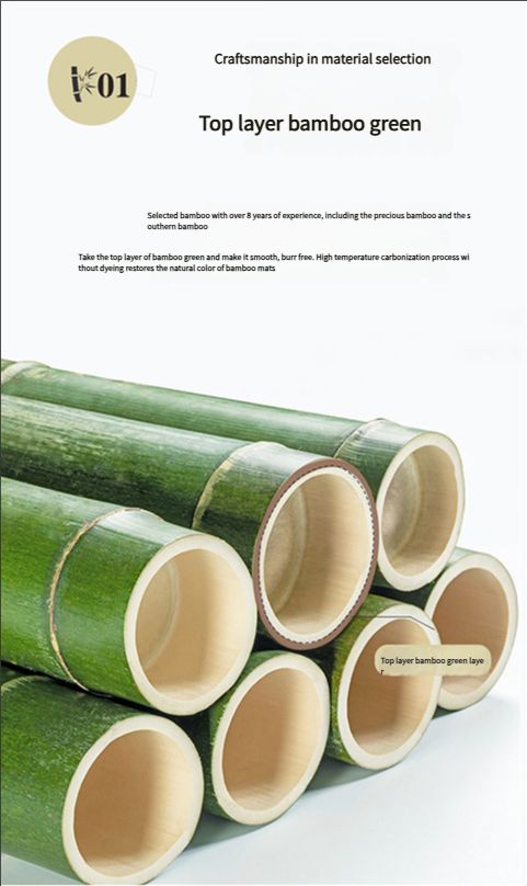 Summer mat pure natural carbonized bamboo mat foldable household bamboo mat double-sided rattan mat student dormitory ice silk mat