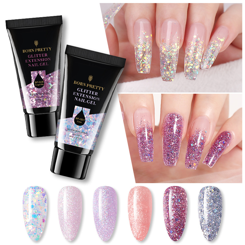 30ml Acrylic Nail Extension Gel Nail Polish Quick Extend Nails Tips Glitter Sequins Gel Varnish All For Nails