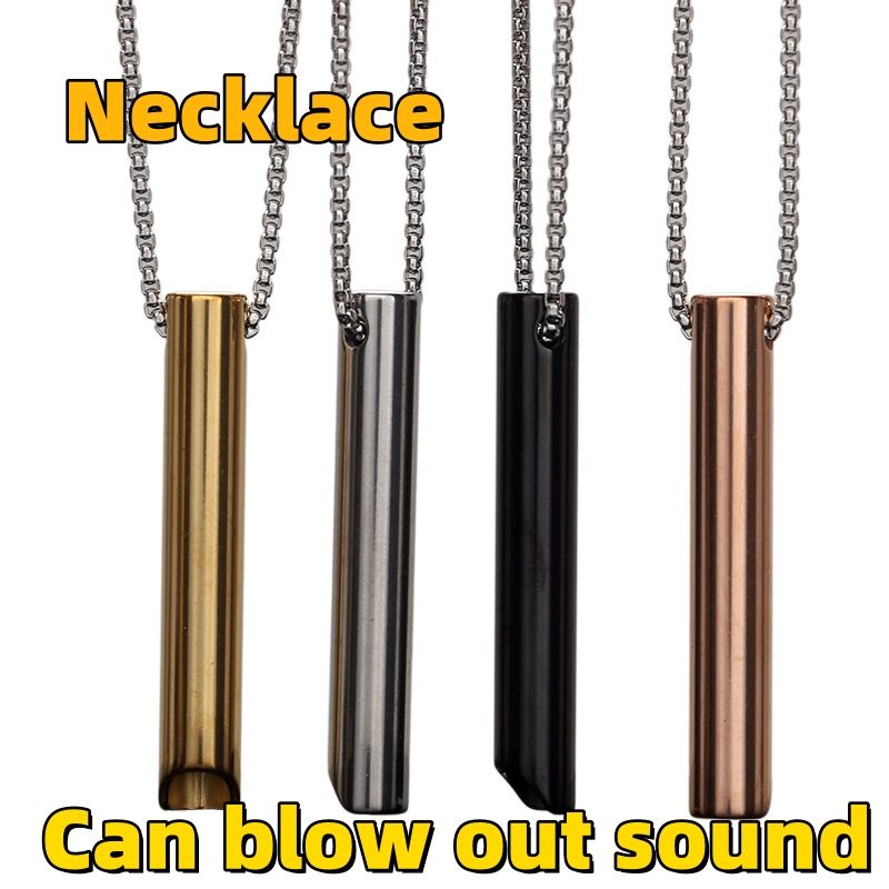 Itanium steel long whistle necklace, regulating breathing and reducing stress necklace CRRSHOP free shipping pendant chain necklace