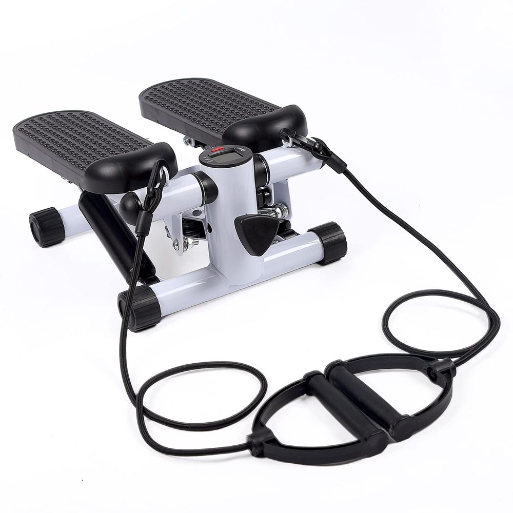 Mini Stair Steppers, Steppers for Exercise at Home, Mini Stepper with Resistance Bands, Cardio Stepping Machine with LCD Monitor, Twist Workout Equipment for Full Body Exercise