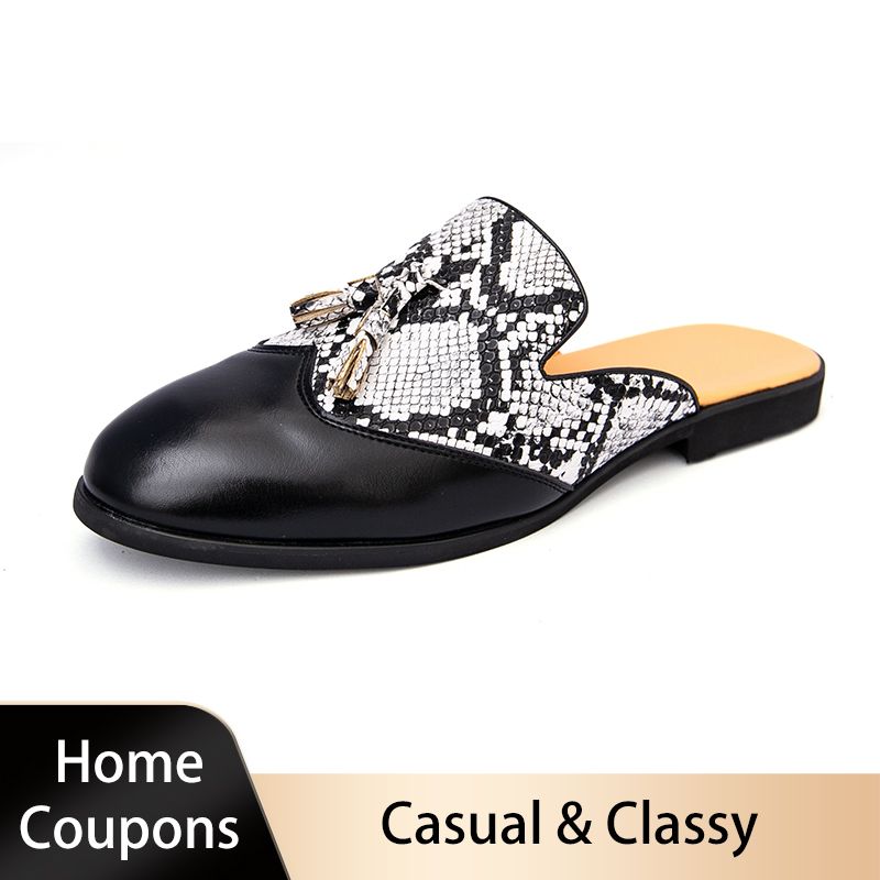 Youth Men Leisure Cool Mules Man Summer Slippers Fashion Casual Leather Loafers Flats Shoes Pu Breathable Slip On Footwears For