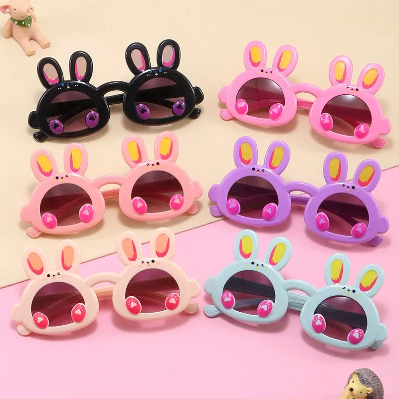 3 Pack Kids Cartoon Rabbit Sunglasses, Polarized UV400 Protection, Cute Bunny Shaped Eyewear for Boys Girls, Anti-Glare Outdoor Sun Glasses for Toddlers Children, Assorted Colors