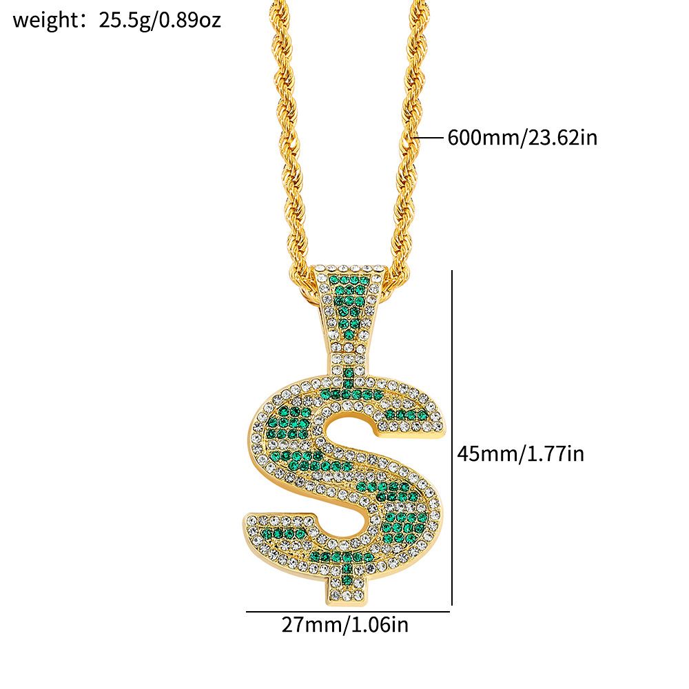 American gold necklace, hip hop personalized hipster, necklace with diamonds, dollar turn pendant necklace.