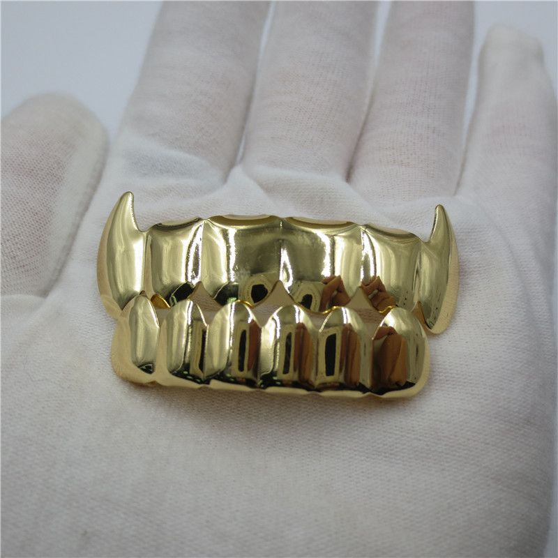 hip-hop gold braces TeethGrillz real gold electroplated braces hip-hop grillz tooth grillz