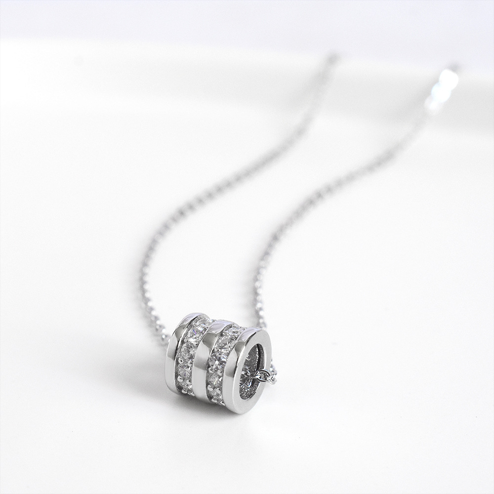 s925 sterling silver South Korea Dongdaemun spring small barbarian waist necklace temperament women zirconia transfer beads collarbone chain jewelry