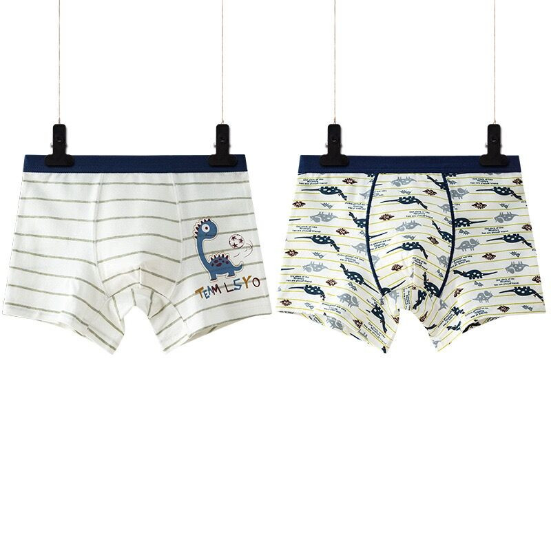 2pcs/lot Green Boy Underwear Boxer All Seasons Boy Cotton Underpanties Kids Clothes 3 4 6 8 10 12 14 Years Old