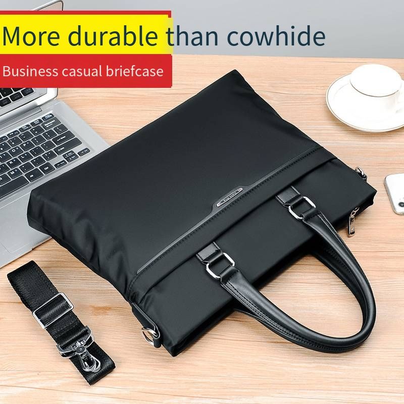 Men's Business Handbag & Crossbody Bag, Oxford Cloth Laptop Briefcase, Simple Waterproof File Bag for Men