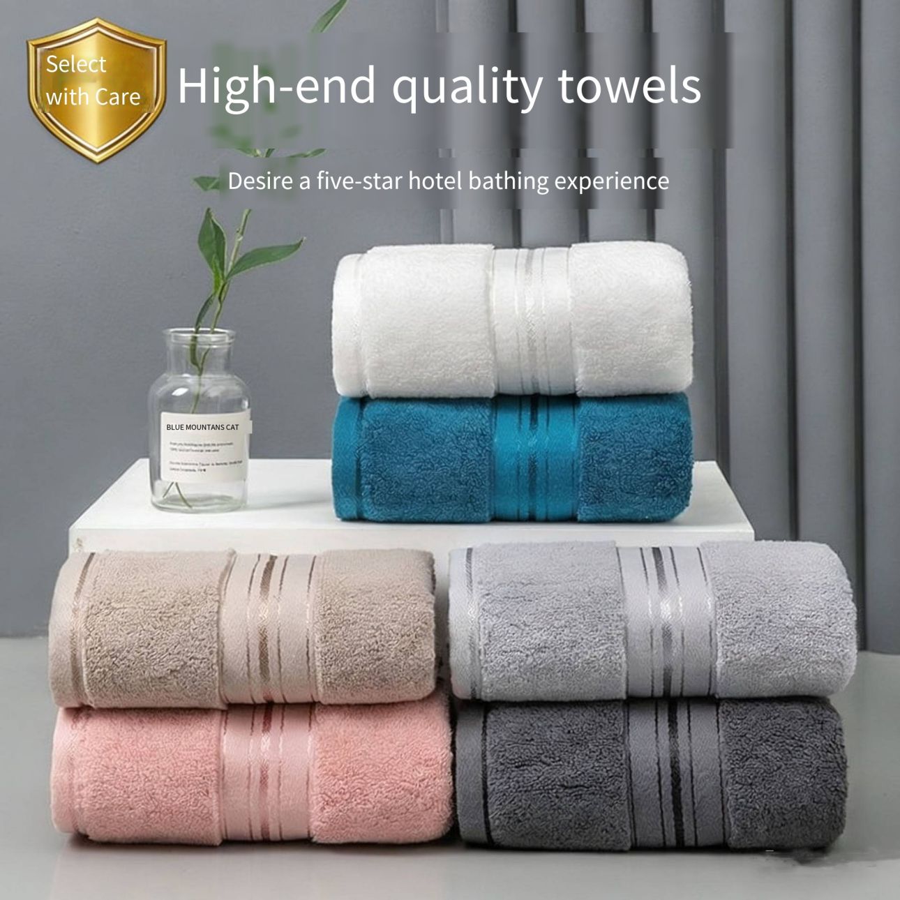 Heavy Weight Thick Cotton Towels Class A Safe Standard Quick Water Absorption No Shedding Comfortable Wash Cloth Multi Purpose Towel for Family Hotel Guest Room