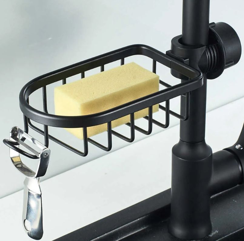 Bathroom Shelf Organizer for Shampoo, Soap, Sponge - 1 pcs-Black