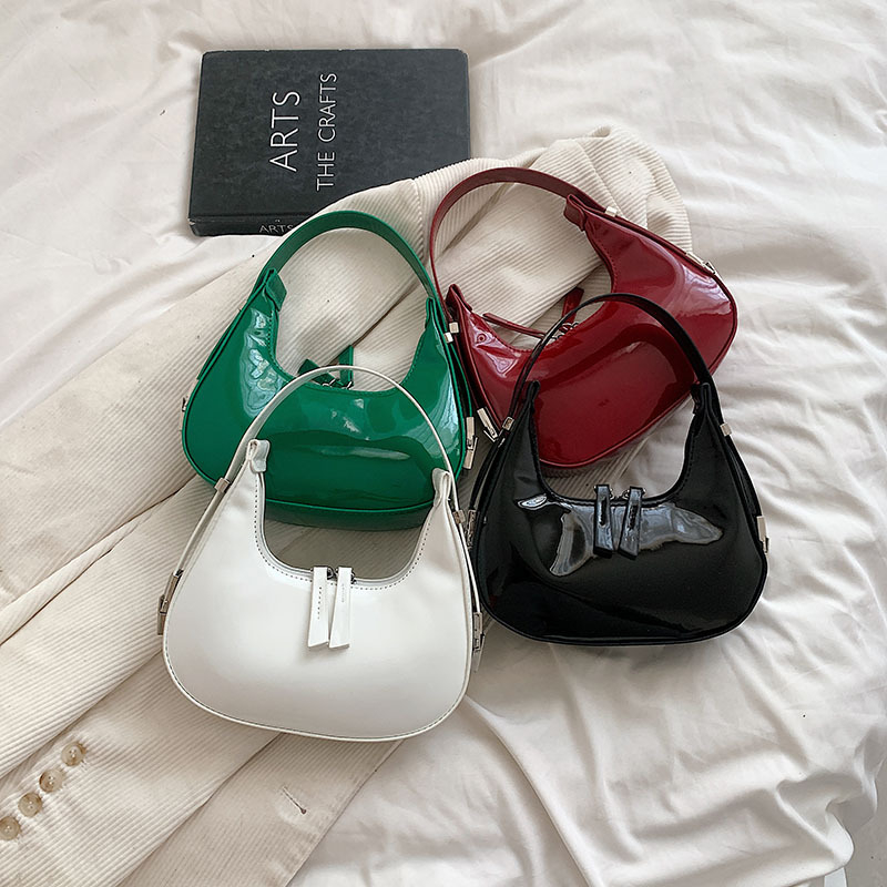 SY&902 Shiny Ladies Purse Shoulder Famous Designer Girl Bag Small Jelly Shoulder Moon Bags Cute Handbags for Women