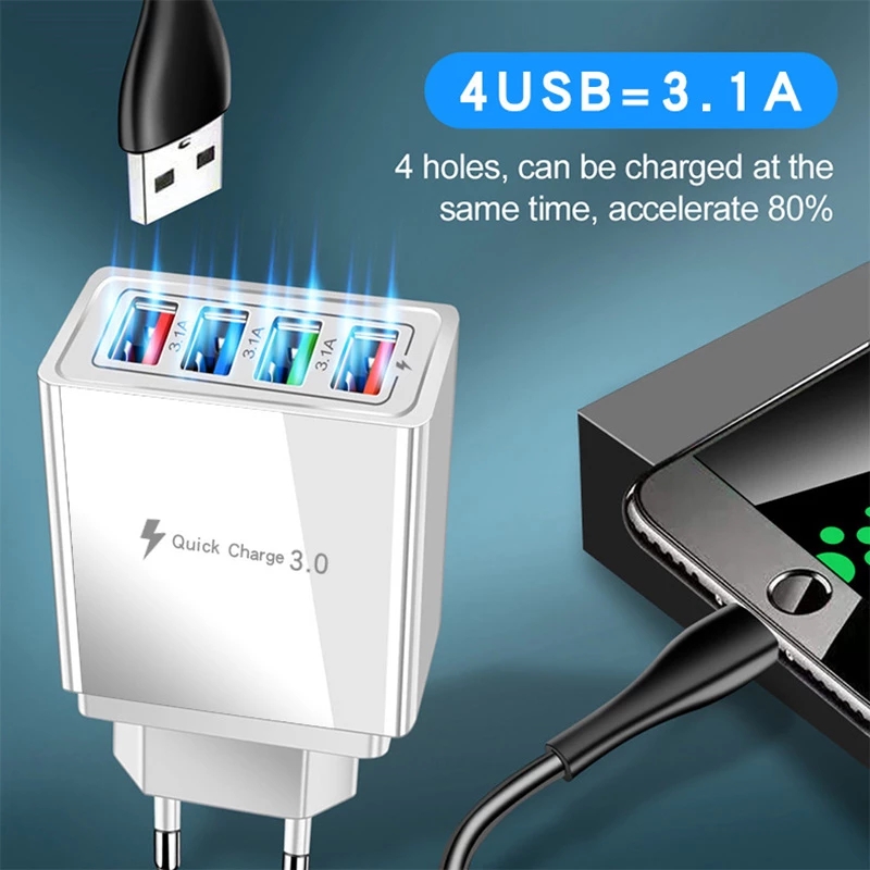 USB Charger Quick Charge 3.0 For Phone Adapter for iPhone XR Huawei Tablet Portable EU Plug Wall Mobile Charger Fast Charging