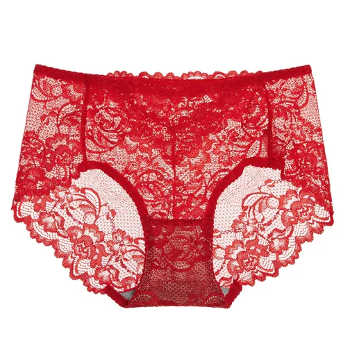 Women's Cotton Underwear Seamless Panties Sexy Lace Medium Waist Hollow Female  Briefs Hip Lift Underpants for Lady Plus Size Lingerie