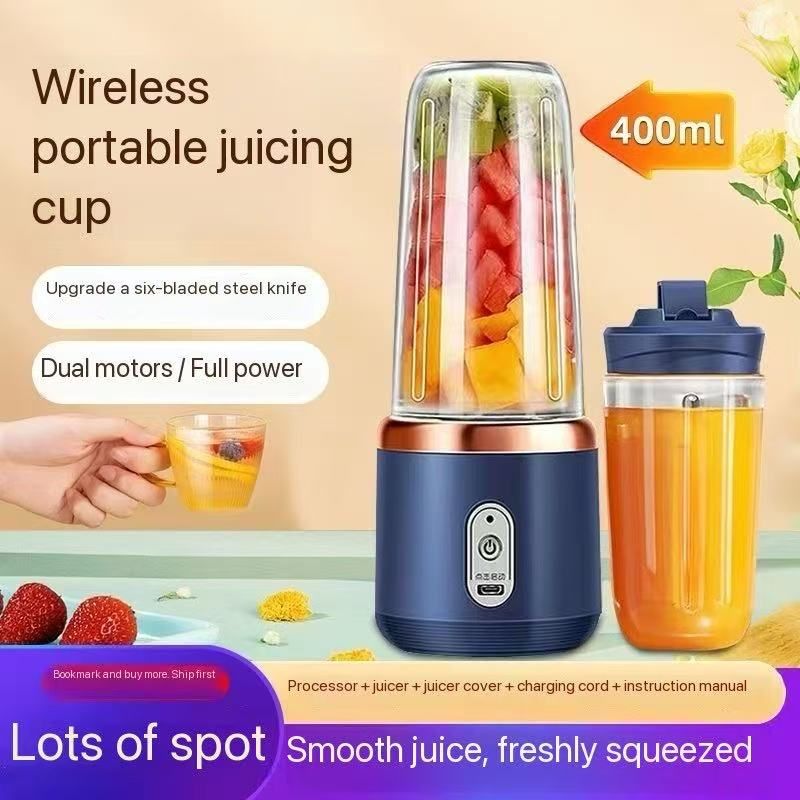 Portable and portable, dual motor drive - 400ml wireless juicer, start a new experience of fresh juice
