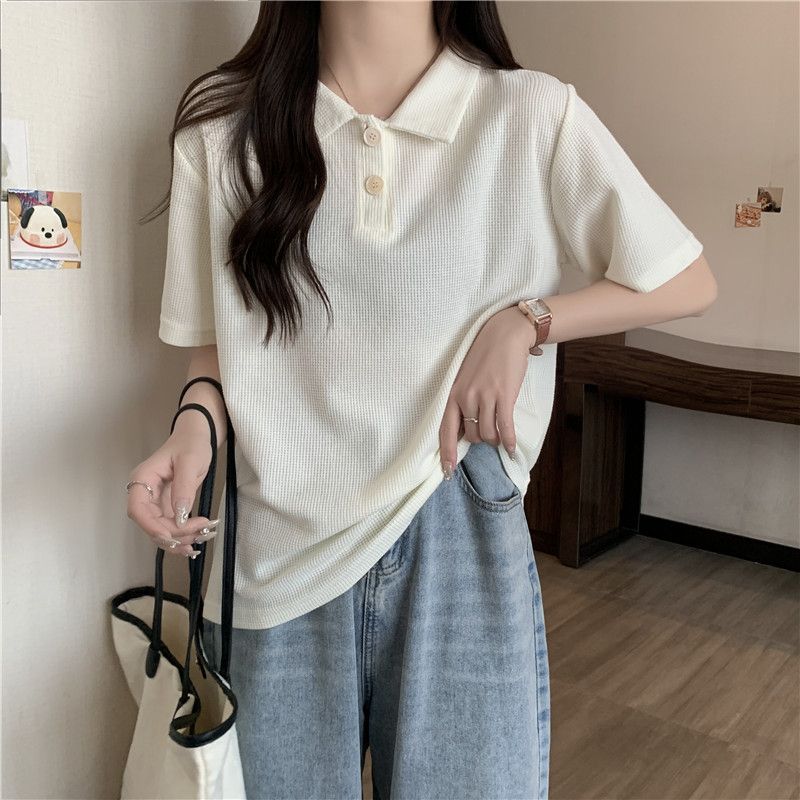 YF7798 Fashion White Short Sleeve Women T Shirt Luxury Two-headed Mascot Embroidery Lapel POLO Shirt Tops