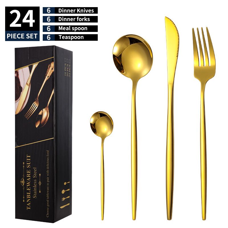 24-piece Toothpaste Box Stainless Steel Portuguese Knife and Fork Spoon Set