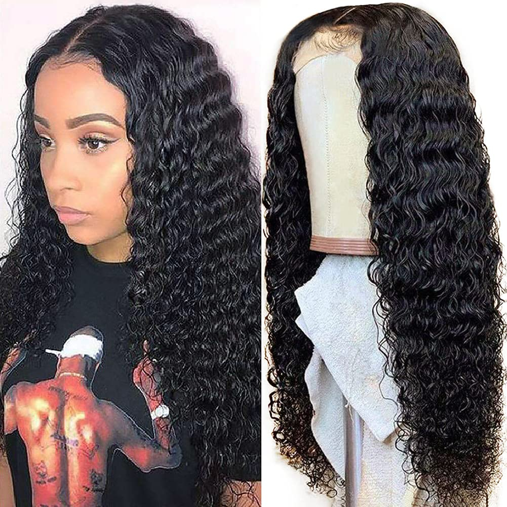 MECOLA Deep Wave HD Transparent Lace Front Wigs Human Hair Pre Plucked with Baby Hair 150 Density 4X4 Lace Closure Human Hair Wigs for Black Women TospinoMall online shopping platform in GhanaTospinoM...