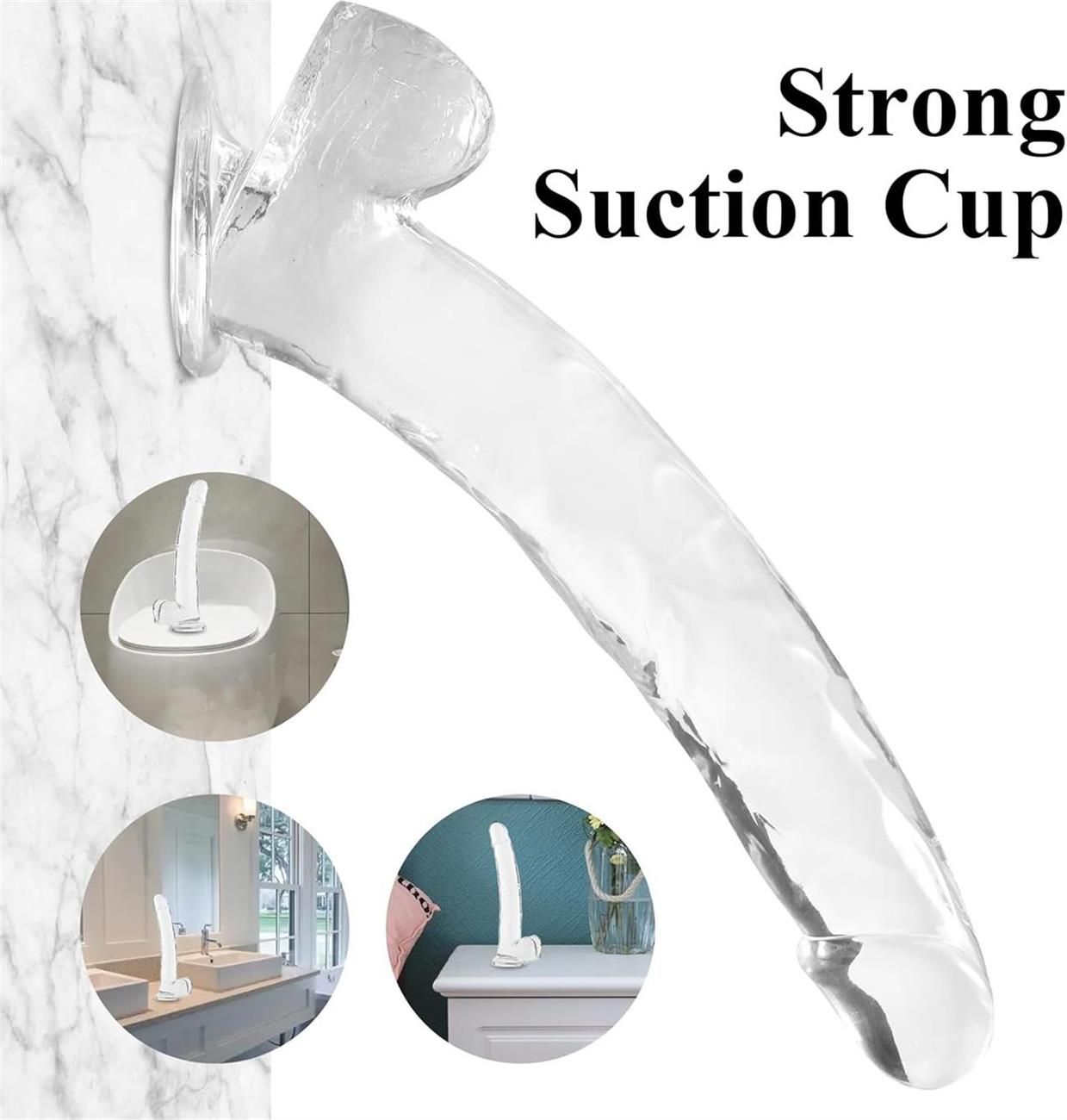 Clear Realistic Dildo, Big Thick Dildo for Advanced Users, G spot Dildo with Strong Suction Cup for Hands-Free Play, Lifelike Penis Adult Anal Sex Toy for Women