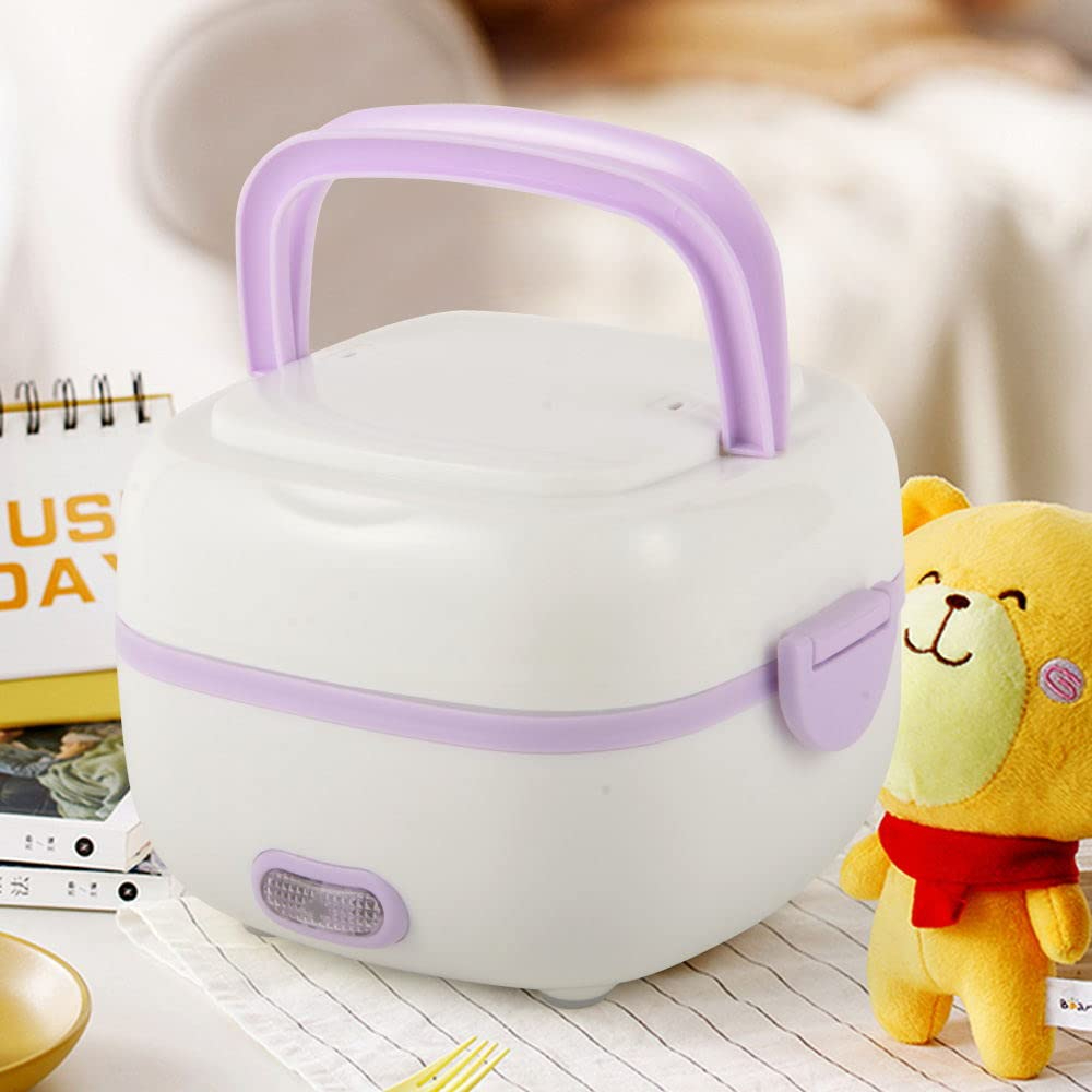 Purple Multifunctional Electric Lunch Box Mini Rice Cooker Portable Food Steamer 1 L 