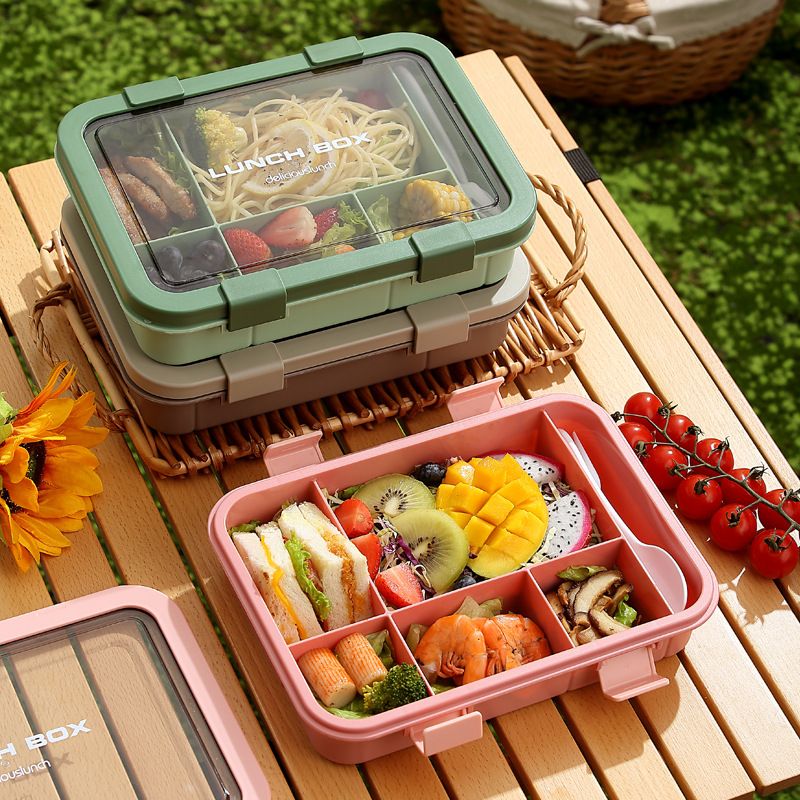 Lunch Box with Compartment Office Worker Light Portable Child Separate Meal Box Kitchen Dining Storage Travel To-Go Food Containers
