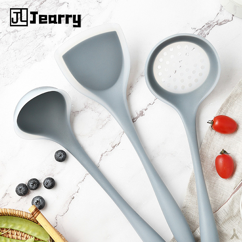 Jearry Silicone Slotted Spoon translucent Home baking kitchenware household food grade Special kitchenware for non stick pan baking accessories