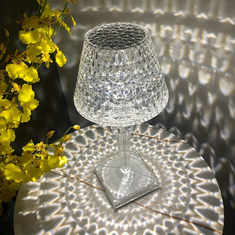 LED Wine Cup Shape Crystal Table Lamp 3 Light Color Dimmable LED Bedside Lamp Night Light USB Power For Bedroom Decor Desk Lamp