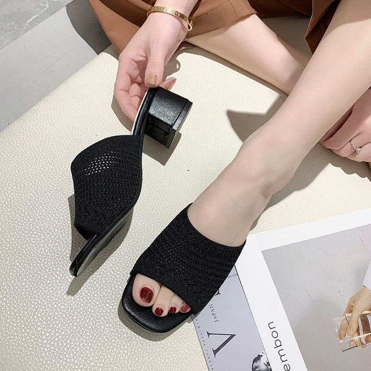 208 Mid Heel Slippers Women's Summer New Fashion Women's Shoes Sandals