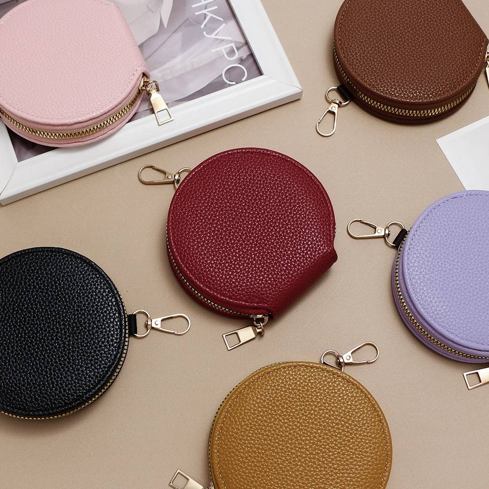 INS Trend Candy Color Mini Round Zipper Coin Purse Portable Multi-use Small Wallet Card Holder Key Pouch Earphone Storage Bag for Women Girls Daily Carry
